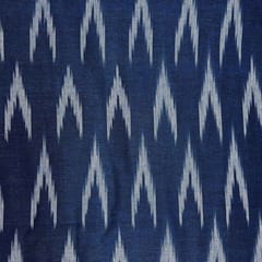 Navy Blue Shade Ikkat Striped Unstitched Fabric