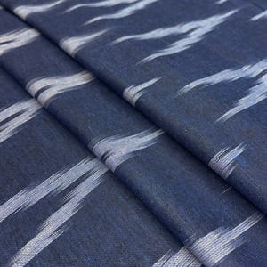 Navy Blue Shade Ikkat Striped Unstitched Fabric