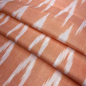 Coral Orange Shade Ikkat Striped Unstitched Fabric
