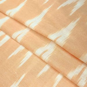 Peach Shade Ikkat Striped Unstitched Fabric