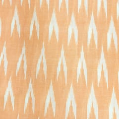 Peach Shade Ikkat Striped Unstitched Fabric