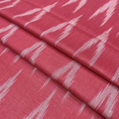 Brink Pink Shade Ikkat Striped Unstitched Fabric