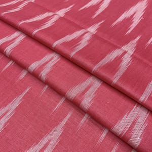 Rose Pink Shade Ikkat Striped Unstitched Fabric