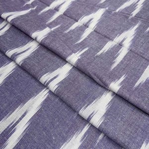Dark Purple Shade Ikkat Striped Unstitched Fabric