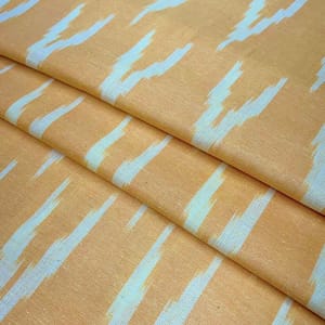 Light Orange Shade Ikkat Striped Unstitched Fabric