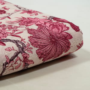 Multi Color Cotton Chikan Printed Fabric (90Cm Cut Piece)