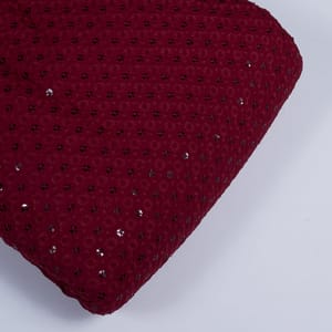 Maroon Color Rayon Chikan Fabric (1.20Meter Piece)