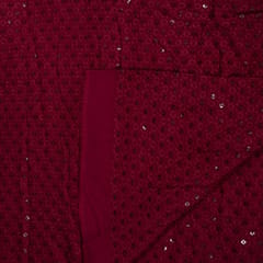 Maroon Color Rayon Chikan Fabric (1.20Meter Piece)