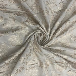 Off White Color Floral Dyeable Jacquard Print Fabric