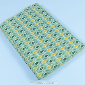 Green Flex Cotton Ikkat Digital Printed Fabric (1.20Meter Piece)
