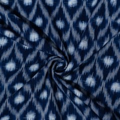 Blue Color Cotton Ikat Fabric