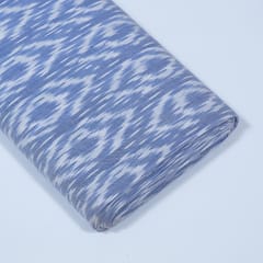 Powder Blue Color Cotton Ikat Fabric