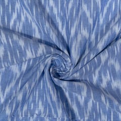 Powder Blue Color Cotton Ikat Fabric