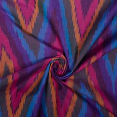 Multi Color Cotton Ikat Fabric