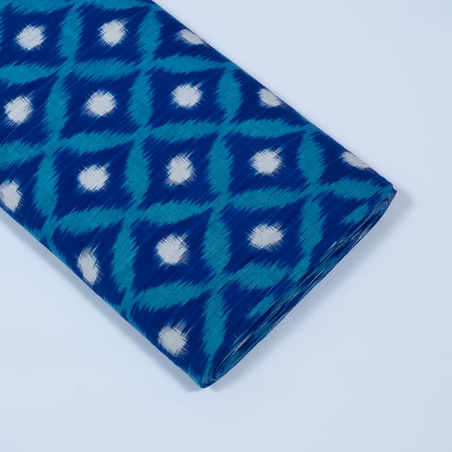 Blue Color Cotton Ikat Fabric