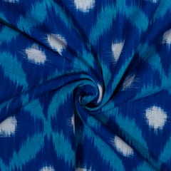 Blue Color Cotton Ikat Fabric