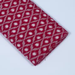 Maroon Color Cotton Ikat Fabric