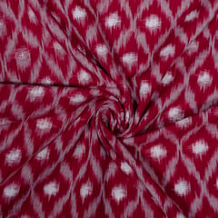 Maroon Color Cotton Ikat Fabric