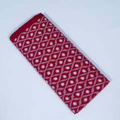 Maroon Color Cotton Ikat Fabric