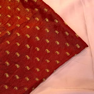 Maroon Uppada Silk Tissue Embroidered Fabric