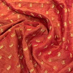 Maroon Uppada Silk Tissue Embroidered Fabric