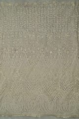 White Color Dyeable Net Sequins and Thread Embroidered Fabric (1.25Meter Piece)