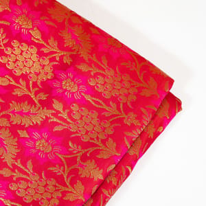 Majenta Color Satin Brocade Fabric (1Meter cut Piece)