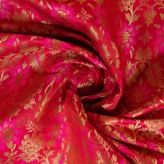 Majenta Color Satin Brocade Fabric (1Meter cut Piece)