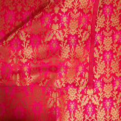 Majenta Color Satin Brocade Fabric (1Meter cut Piece)