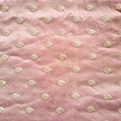 Onion Pink Color Mysor Silk Embroidered Fabric