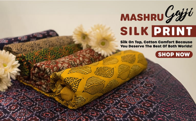 Mashru Gajji silk Ajrakh prints