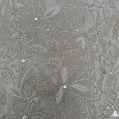 Golden Color Tissue Embroidered Fabric