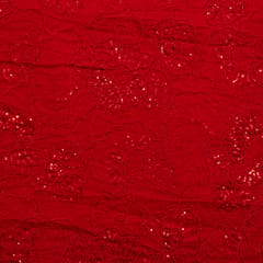 Red Georgette Embroidered Fabric