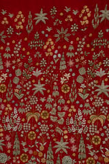 Red Gerogette Embroidered Fabric