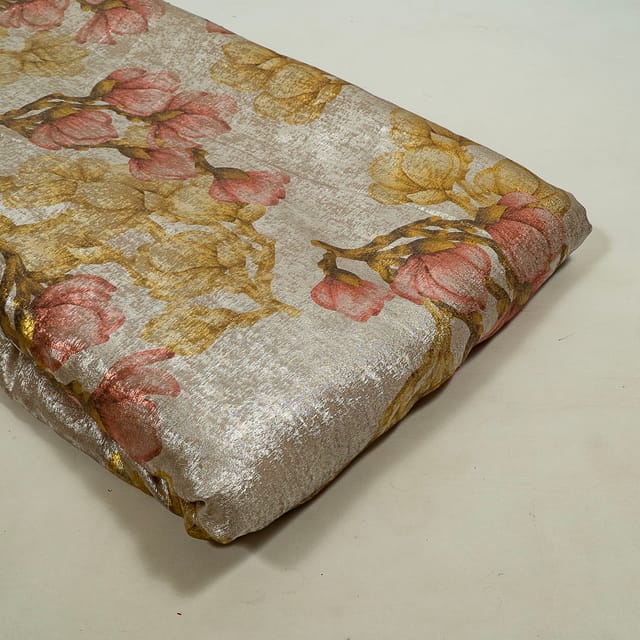 Golden Foil Printed Crepe Fabric