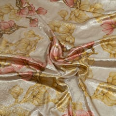 Golden Foil Printed Crepe Fabric