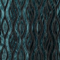 Peacock Blue Cutwork Knitted Velvet Fabric