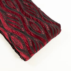 Maroon Cutwork Knitted Velvet Fabric