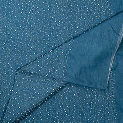 Blue Color Denim Embroidered Fabric