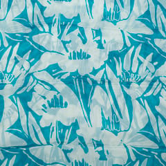 Cream and Blue Color Chiffon Digital Printed Fabric