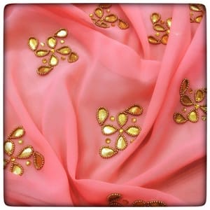 Georgette Hand Embroidered Fabric