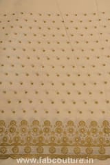 Cotton Border Zari Embroidered Fabric