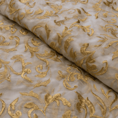 Organza Zari Embroidered Fabric