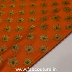 Dark Orange Color Brocade with Antique Mina Booti fabric