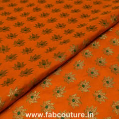 Dark Orange Color Brocade with Antique Mina Booti fabric