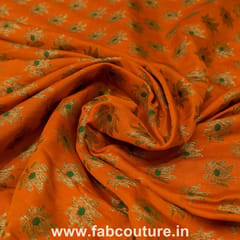 Dark Orange Color Brocade with Antique Mina Booti fabric