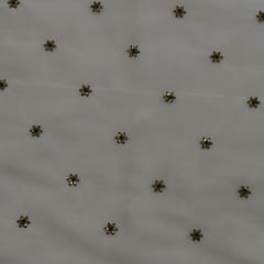 White Dyeable Net Entique Star Booti Embroidered Fabric