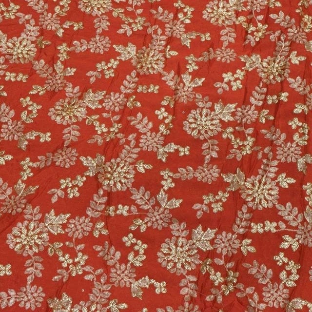 Chinon Chiffon Sequins Embroidered Fabric