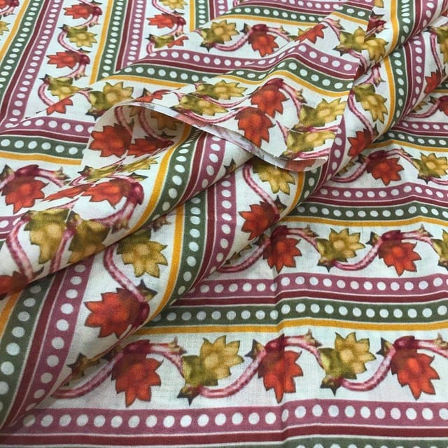 Chanderi Digital Print ( 2.3 mtr cut piece)