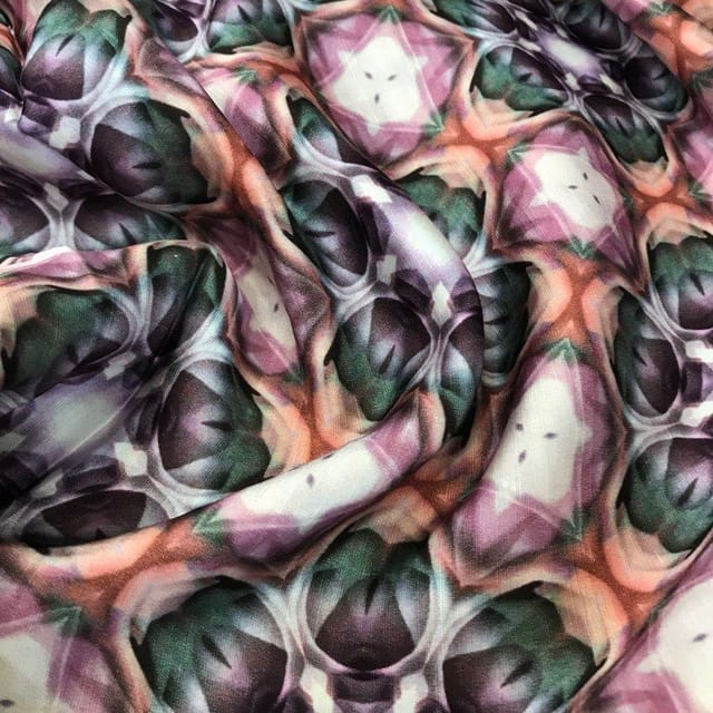 Linen Satin Printed Fabric